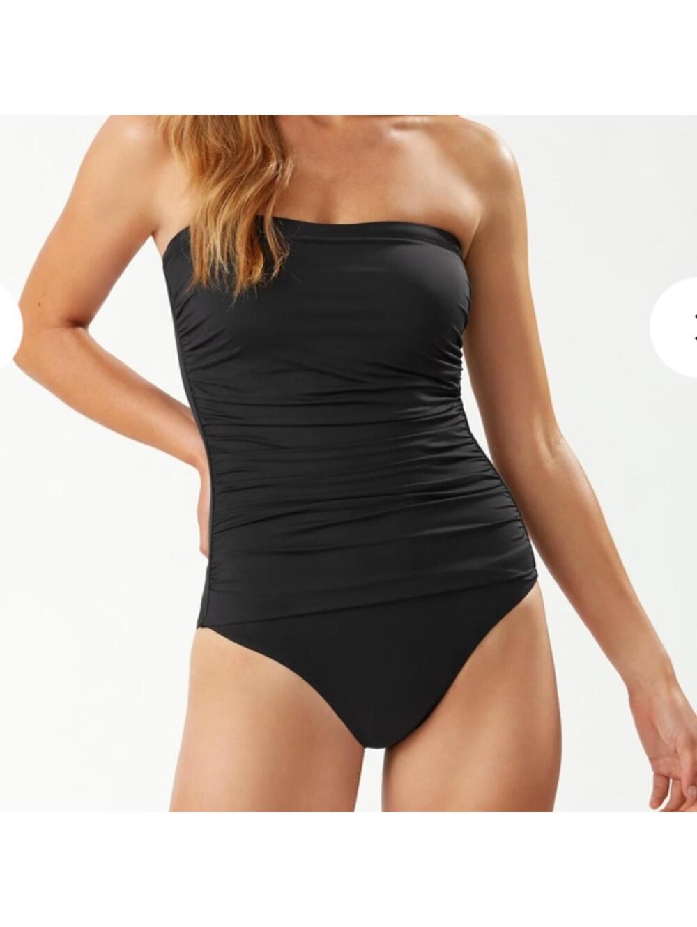 Tommy Bahama Pearl Shirred Bandeau Swimsuit - Black*